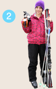 租借了滑雪配備及服裝挑戰滑雪！